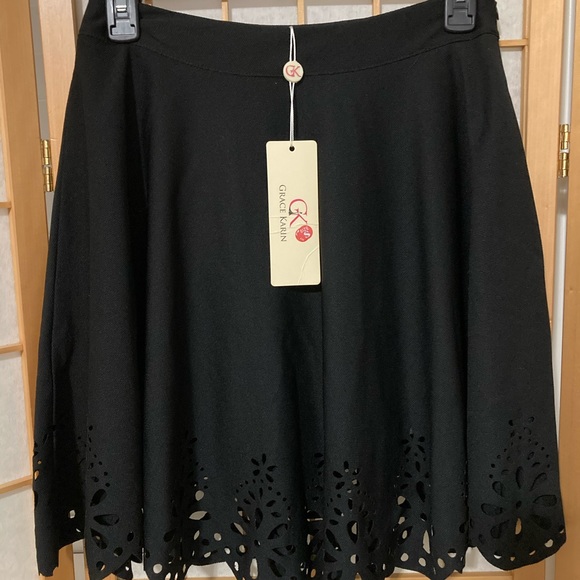 NWT Black Eyelet Skirt - Picture 1 of 3